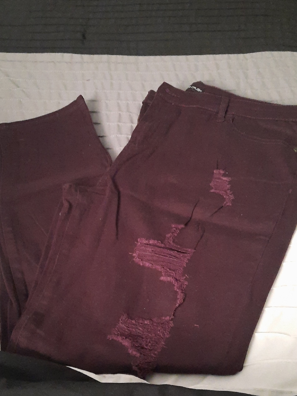 Distressed Maroon Skinny Jeans